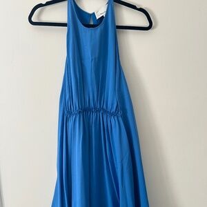 3.1 Phillip Lim Aegean Blue Silk Gathered Waist Dress